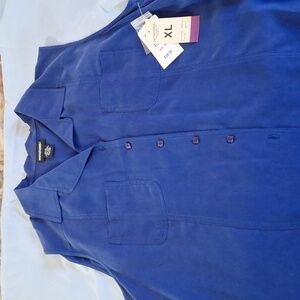 NWT Notations sleeveless blouse, Navy blue, size XL 100% silk